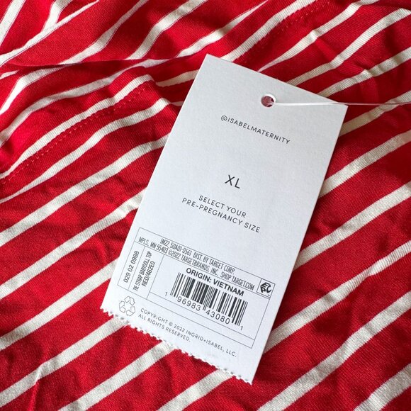 NEW Isabel Maternity Red Striped Tie Strap Maternity Tank Top - Picture 15 of 16